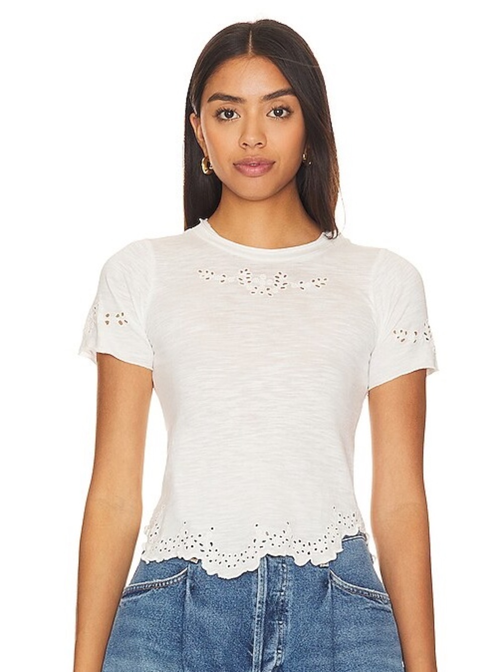 Free People Call Me Baby Tee in White